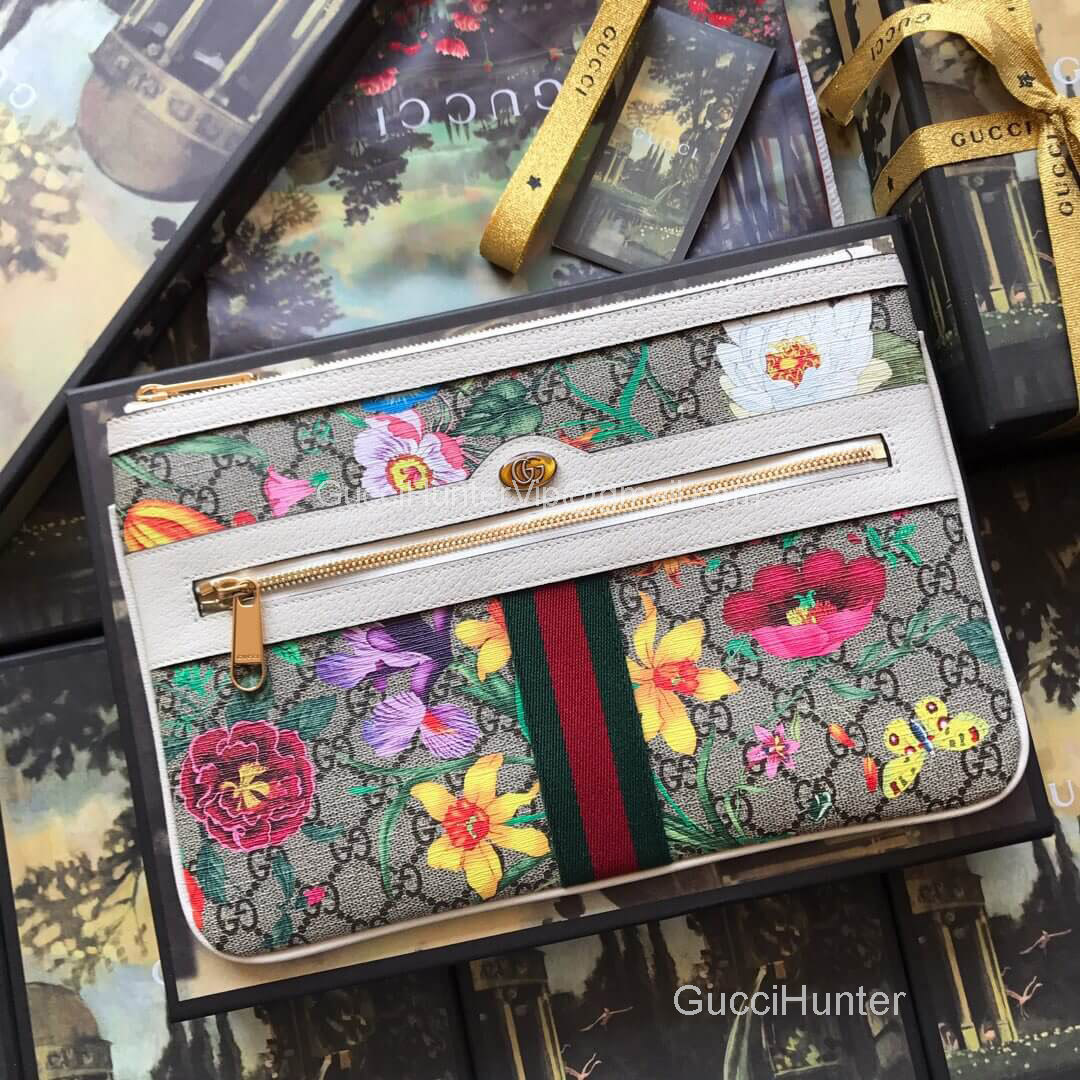 Gucci Ophidia GG Flora Pouch White 517551